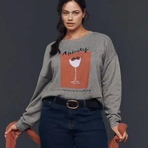 Anthropologie Maevr Gray Graphic Sweatshirt XS NWT